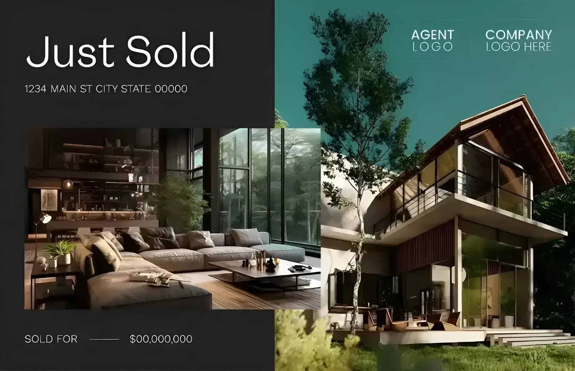Just sold real estate postcard front design