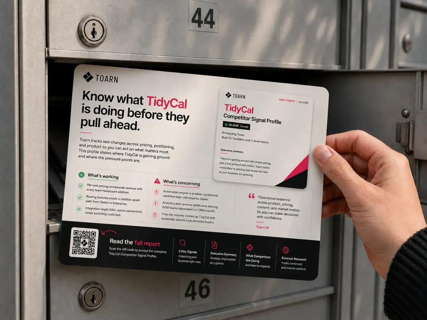 Personalized Toarn postcards waiting inside a mailbox